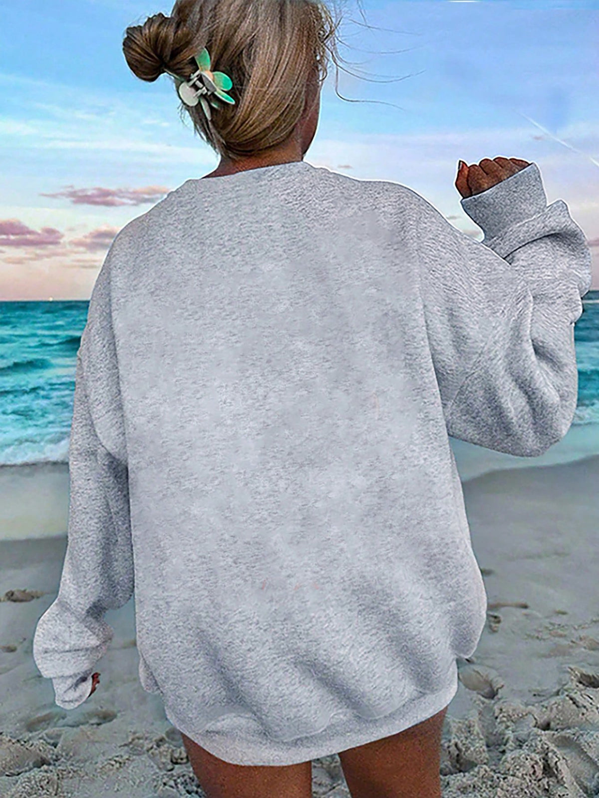 SXV SALEM MASSACHUSETTS, Witch Themed Graphic Oversized Casual Crew Neck Long Sleeve Sweatshirt For Women
