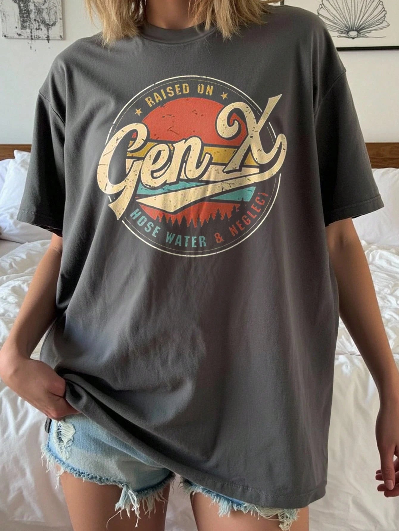 SXV GenX Casual Loose Letter Print Short Sleeve T-Shirt