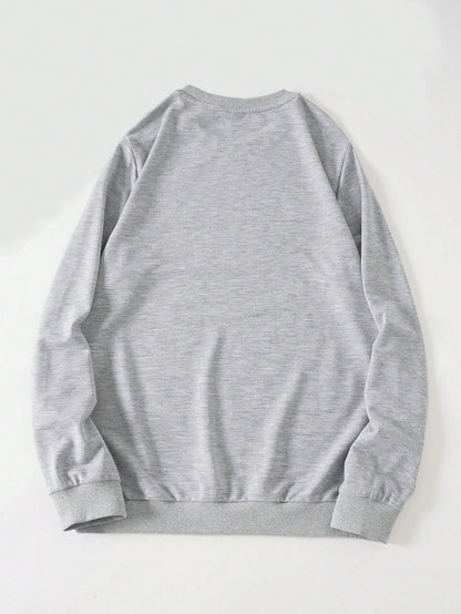 SXV Zrgoth Men's Round Neck Casual Bear Head Print Loose Comfortable Sweatshirt  Chicago Element Design