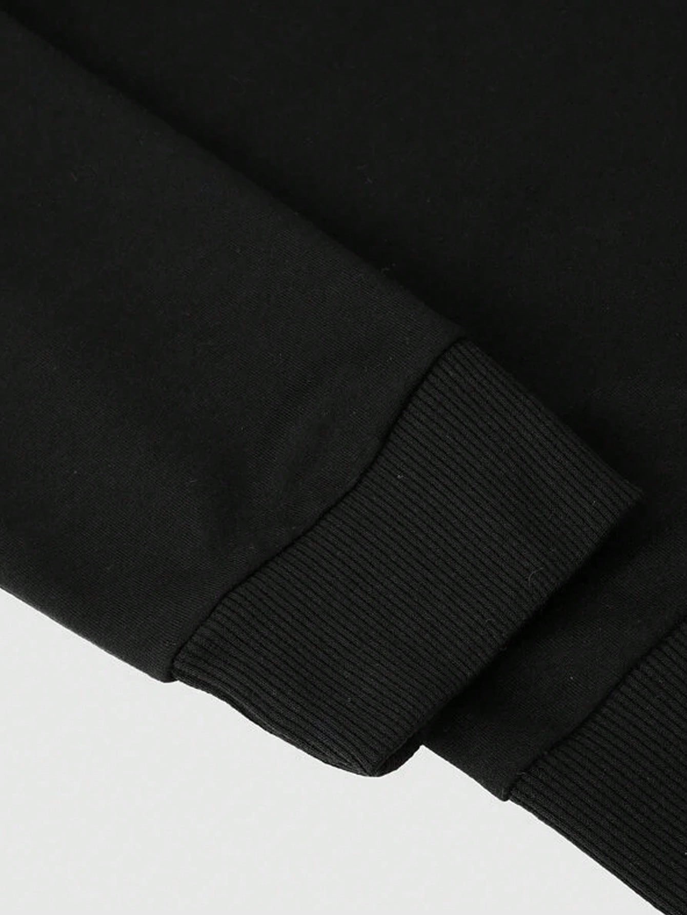 SXV Men's Funny Smiling Face Print Crew Neck Sweatshirt, Street Fashion, Autumn