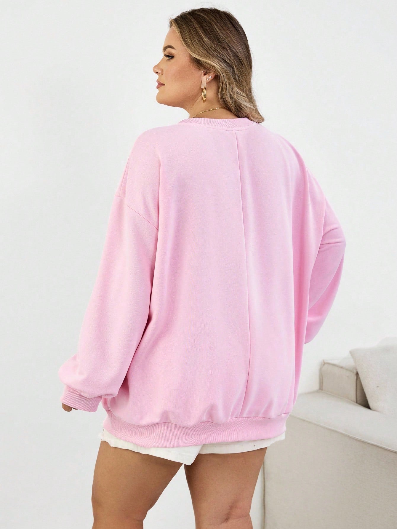 SXV Casual Floral & Seashell Print Loose Fit Crew Neck Long Sleeve Sweatshirt