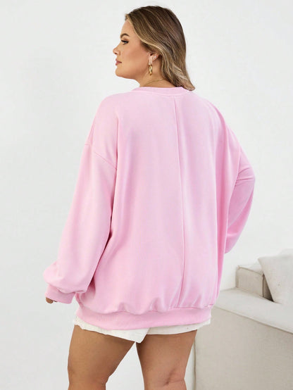 SXV Casual Floral & Seashell Print Loose Fit Crew Neck Long Sleeve Sweatshirt