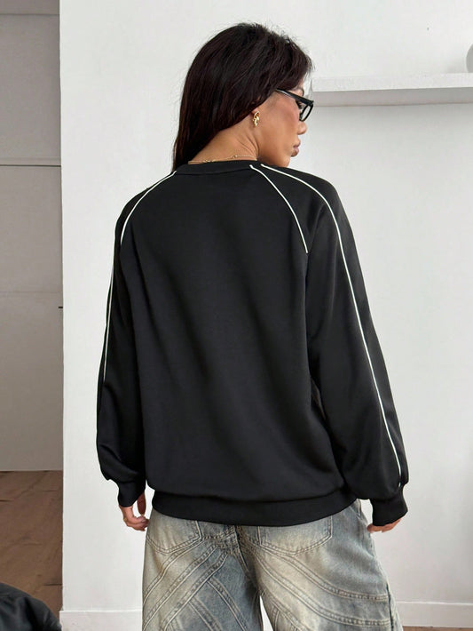 SXV  'GO FOR IT’ Printed Cool Aesthetic Drop Shoulder Oversized Baggy Sweatshirt