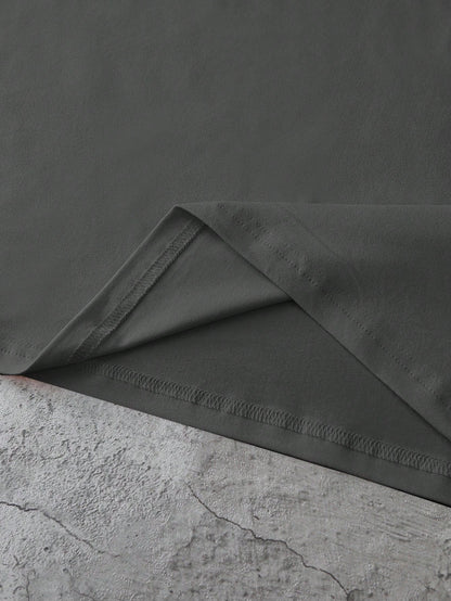 SXV Mountain & Letter Print Round Neck Oversized T-Shirt