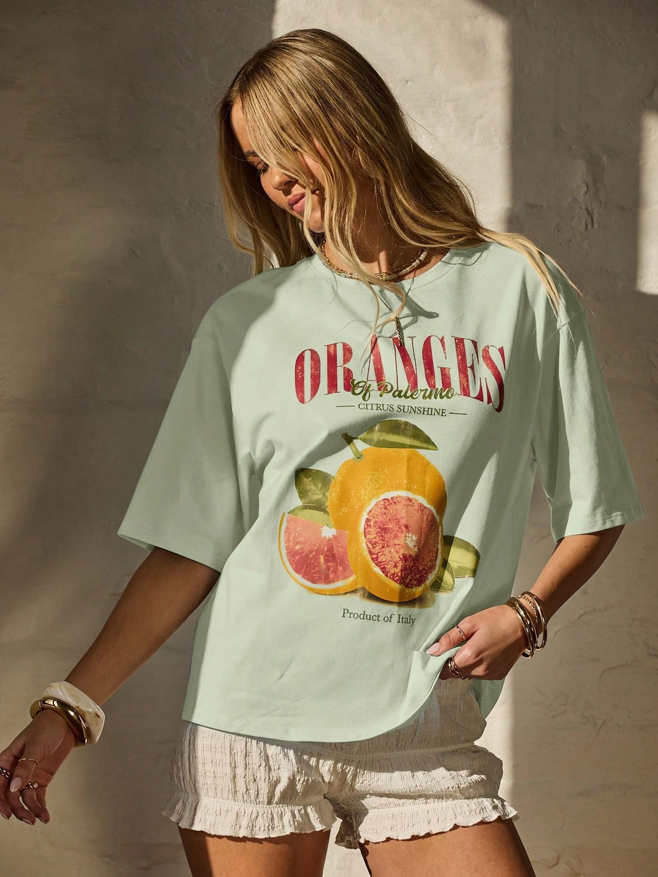 SXV 'Oranges’ Printed Cool Aesthetic Oversized Baggy T-shirt