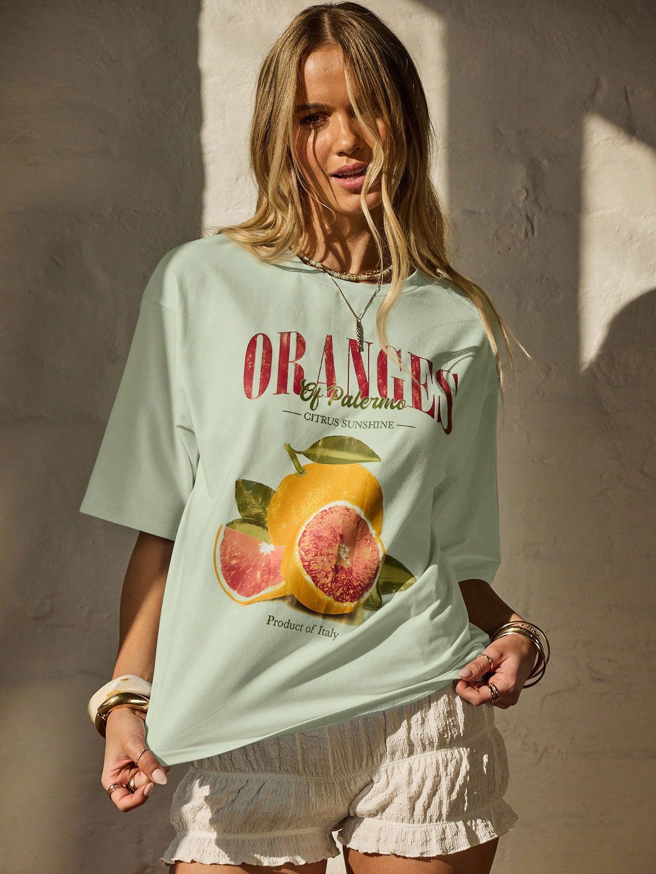 SXV 'Oranges’ Printed Cool Aesthetic Oversized Baggy T-shirt