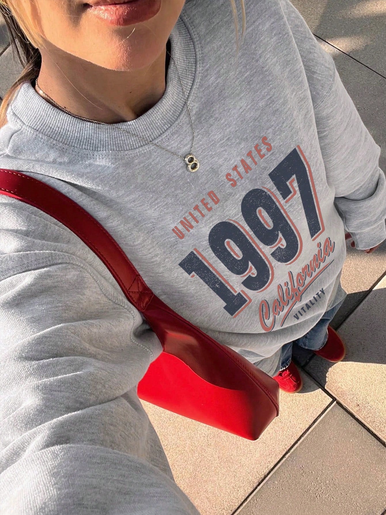 SXV Women's Casual Minimalist 1997 Graphic Crew Neck Sweatshirt