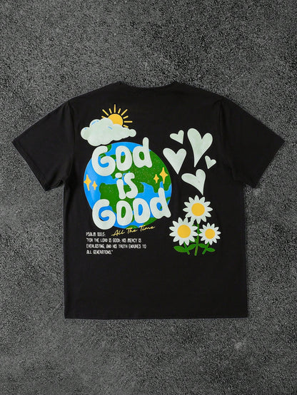 SXV 'God is good’ Printed Cool Aesthetic Oversized Baggy T-shirt