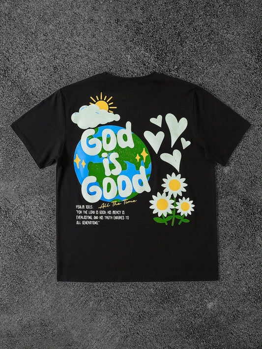 SXV 'God is good’ Printed Cool Aesthetic Oversized Baggy T-shirt