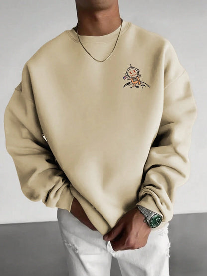 SXV Men's Casual Versatile Funny Space Element Printed Crew Neck Sweatshirt