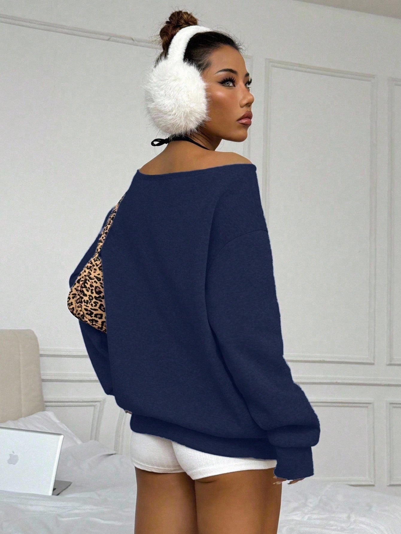 SXV casual solid off shoulder sweatshirt with pockets