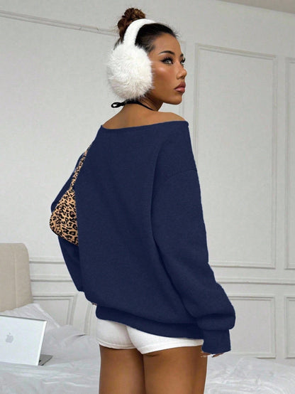 SXV casual solid off shoulder sweatshirt with pockets