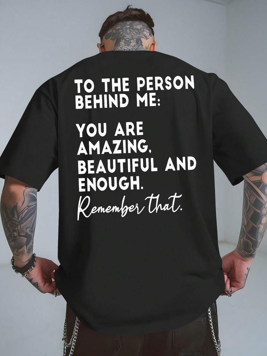 SXV to the person behind me Print Round Neck Short Sleeve T-Shirt