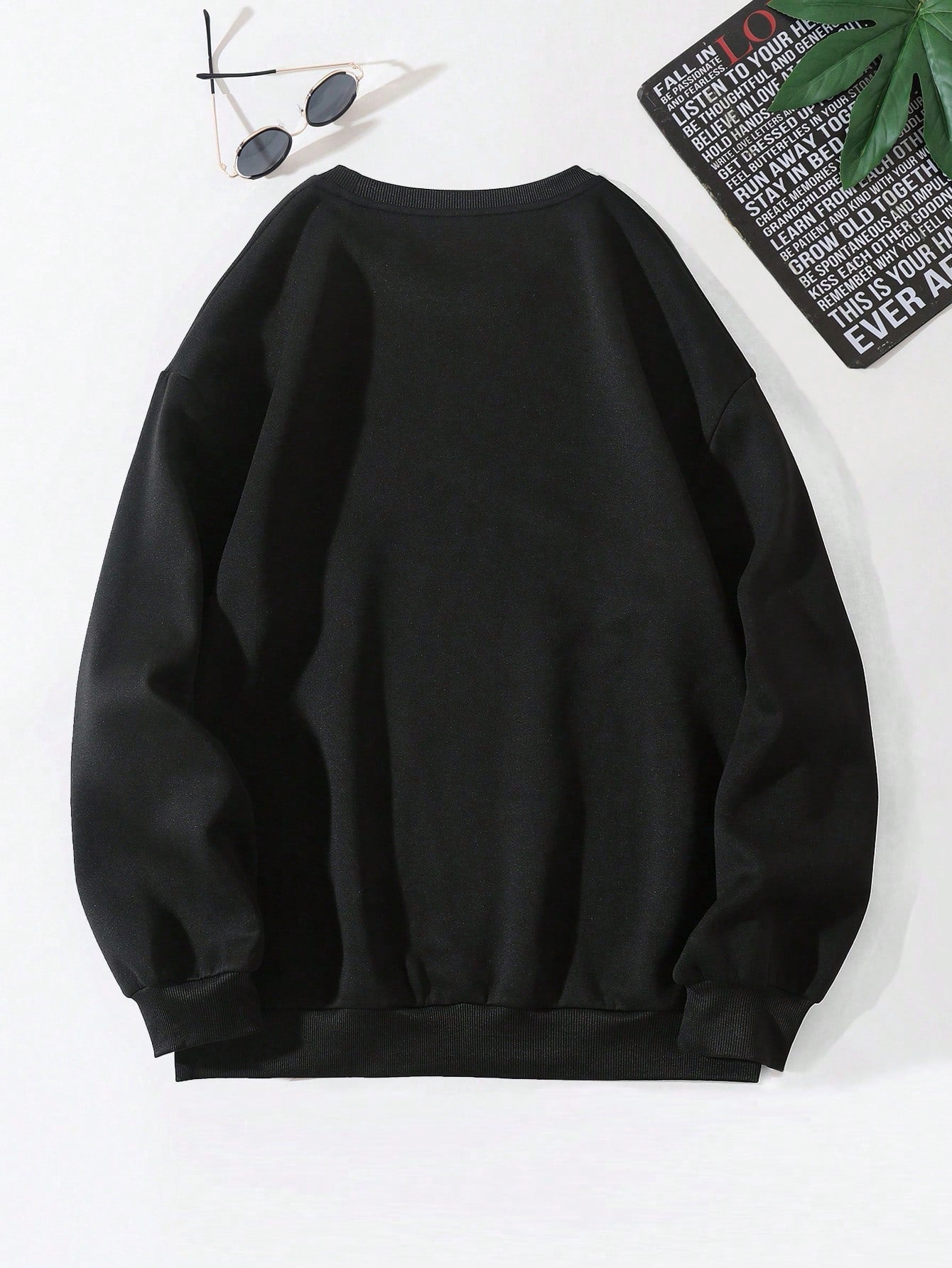 SXV Men's Funny Smiling Face Print Crew Neck Sweatshirt, Street Fashion, Autumn