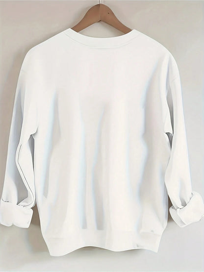 SXV YAHWEH Print Crew Neck Short Pullover Sweatshirt