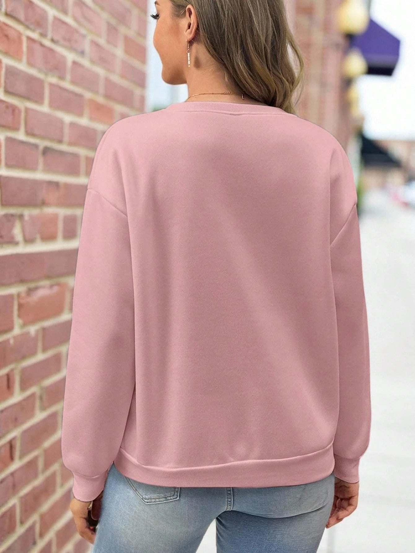 SXV 'milano italy dustypink’ Printed Cool Aesthetic Drop Shoulder Oversized Baggy Sweatshirt