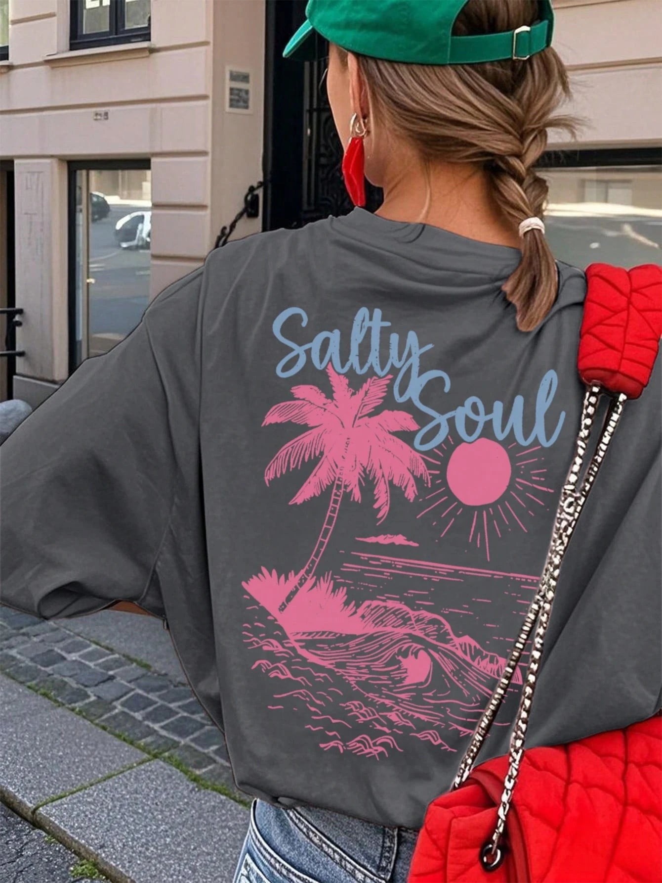 SXV Summer New Coconut Tree Print Casual Round Neck Short Sleeve T-Shirt