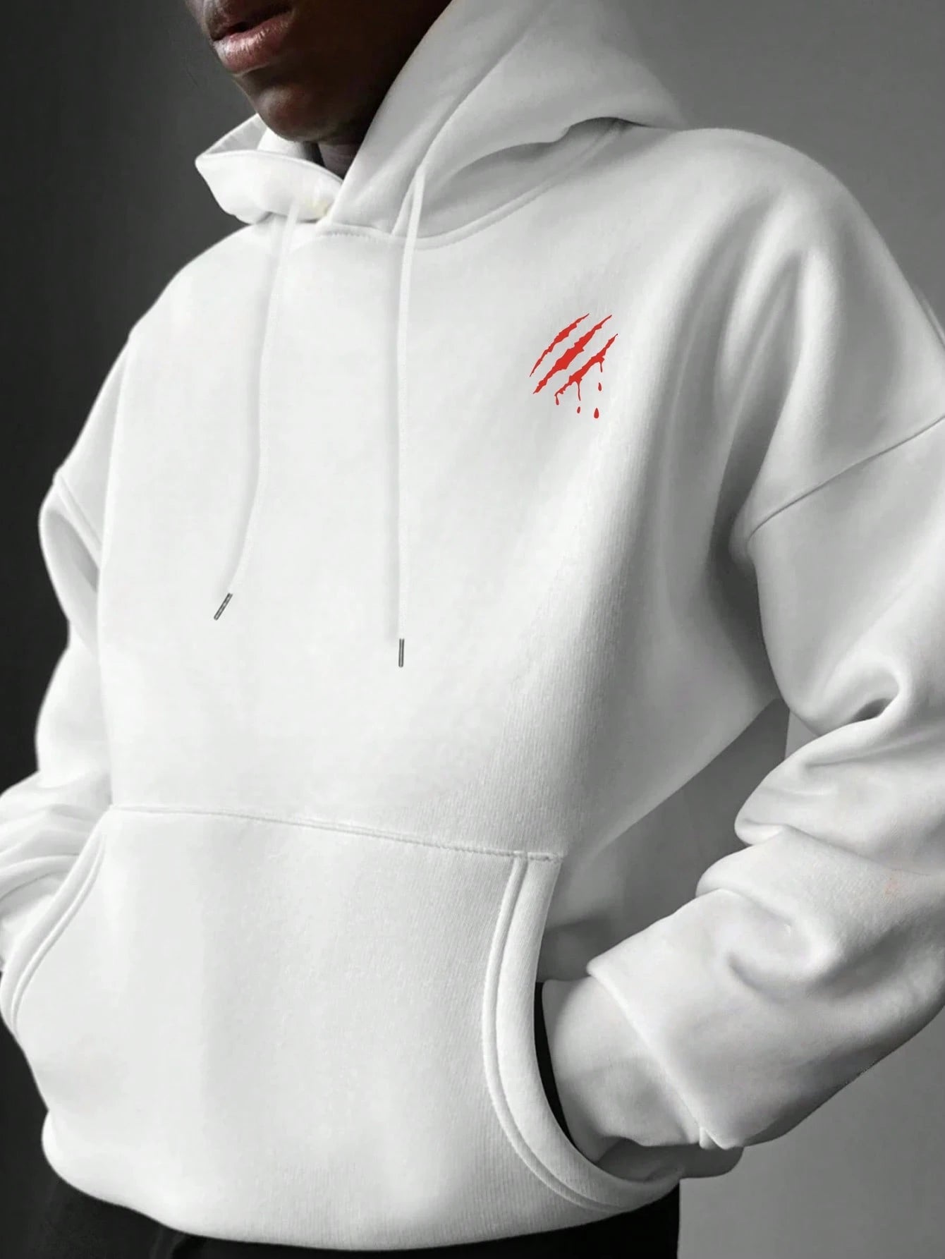 SXV NEVER GIVE UP Letter Slogan & Scratch Print Casual Loose Fit Hoodie Sweatshirt