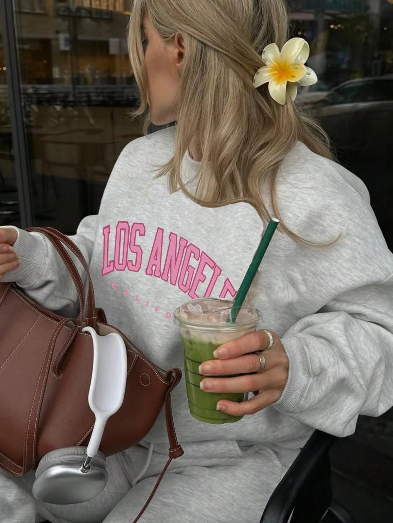 SXV Winter New Stylish Ins Attractive Color-Blocking American English Print Casual Crew Neck Fashionable Versatile Sweatshirt