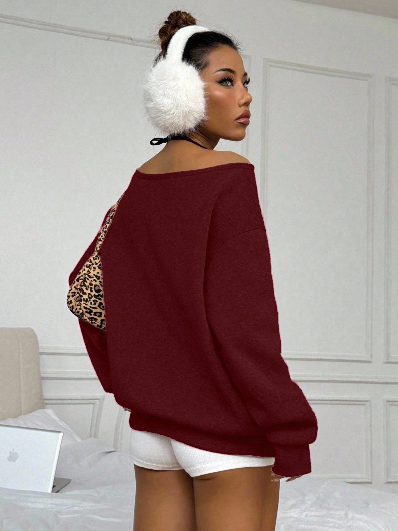 SXV casual solid off shoulder sweatshirt with pockets