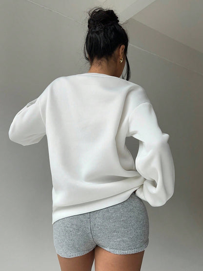 SXV 'beach’ Printed Cool Aesthetic Drop Shoulder Oversized Baggy Sweatshirt