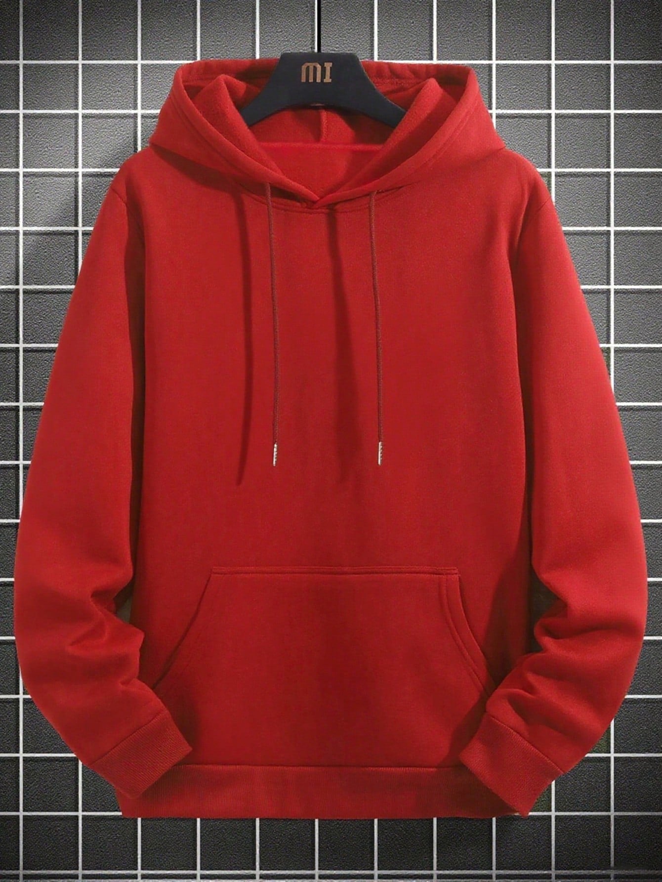 SXV Men's Solid Color Drop Shoulder Long Sleeve Drawstring Pocket Casual Hoodie, Autumn