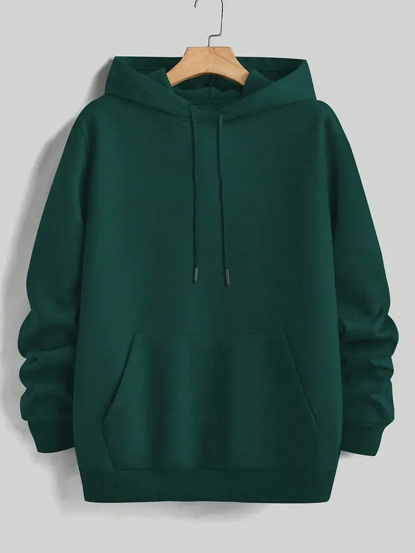 SXV Men's Solid Color Drop Shoulder Long Sleeve Drawstring Pocket Casual Hoodie, Autumn