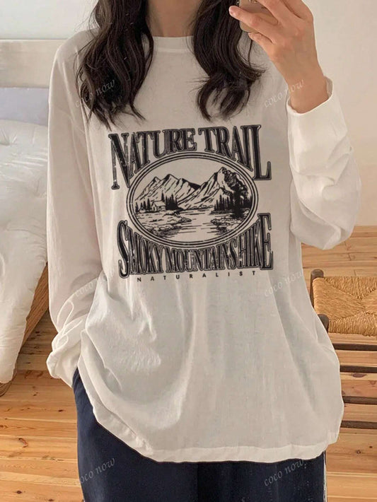 SXV Winter Women Oversized Casual Crew Neck Long Sleeve Kawaii Graphic T-Shirt Top