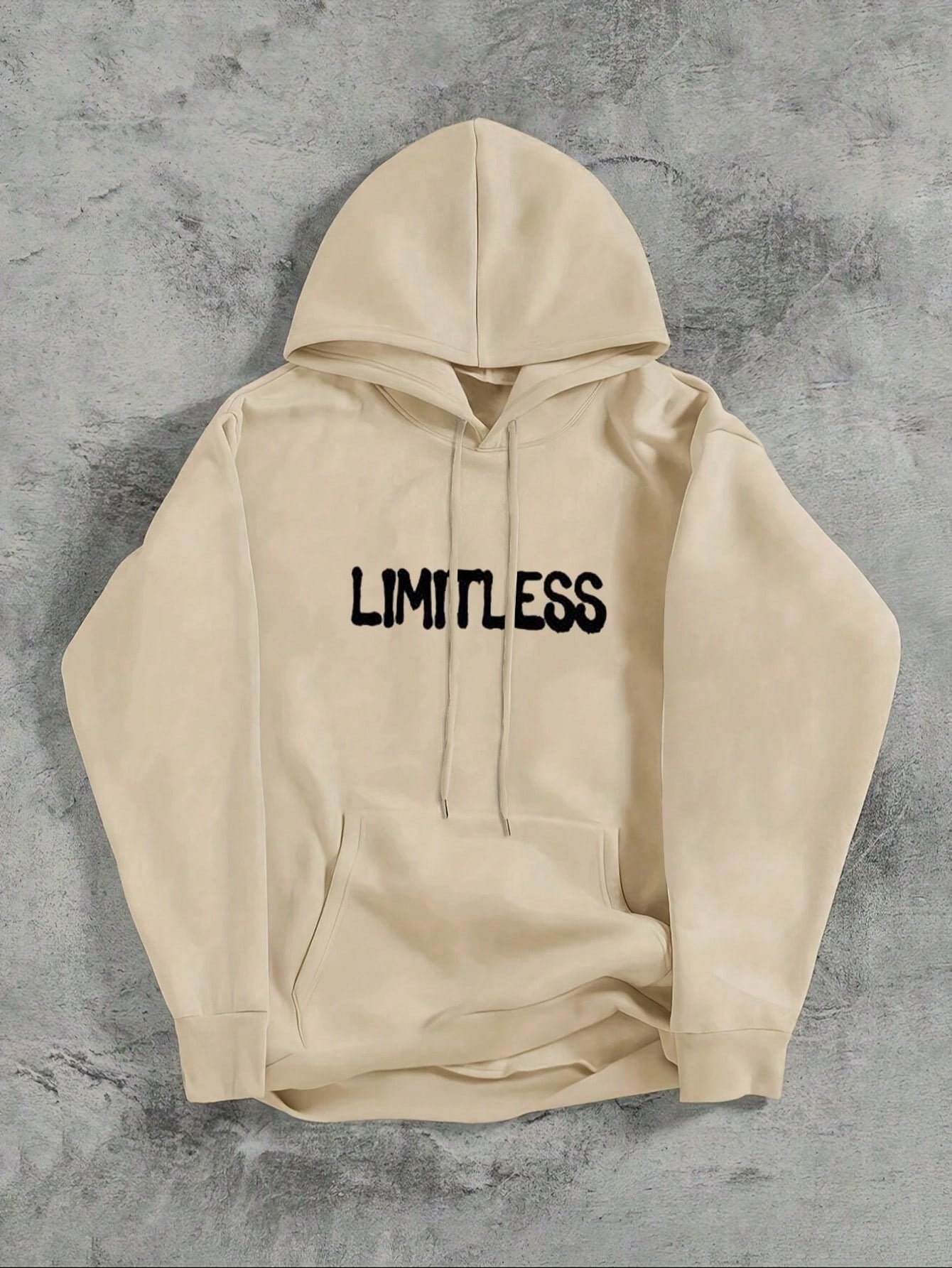 SXV LIMITLESS Men's Letter Print Long Sleeve Drawstring Pocket Hoodie Sweatshirt, Fall