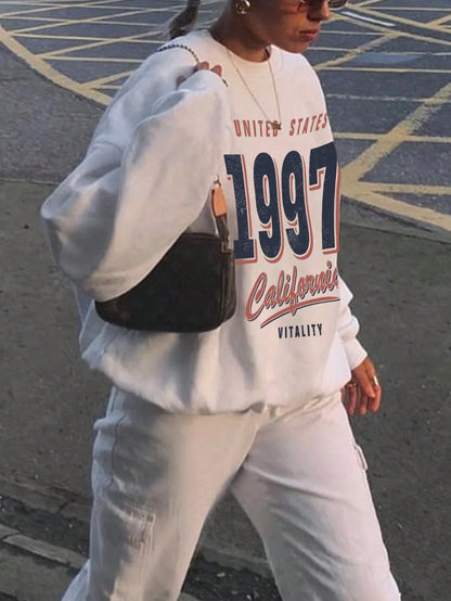 SXV Women's Casual Minimalist 1997 Graphic Crew Neck Sweatshirt