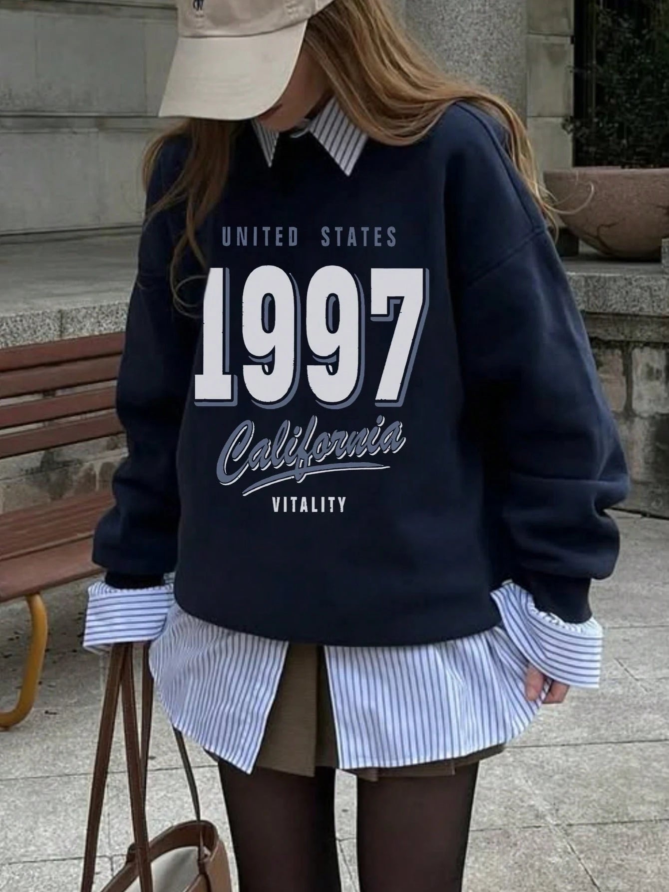 SXV Women's Casual Minimalist 1997 Graphic Crew Neck Sweatshirt