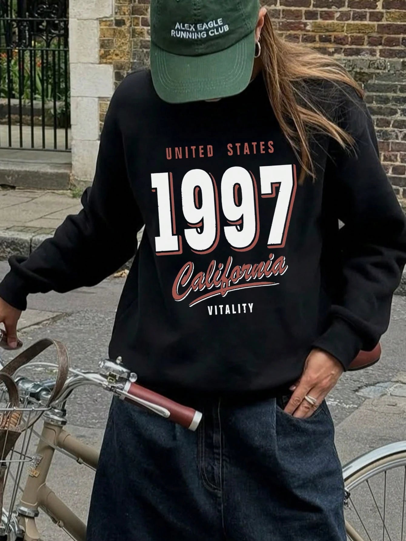 SXV Women's Casual Minimalist 1997 Graphic Crew Neck Sweatshirt