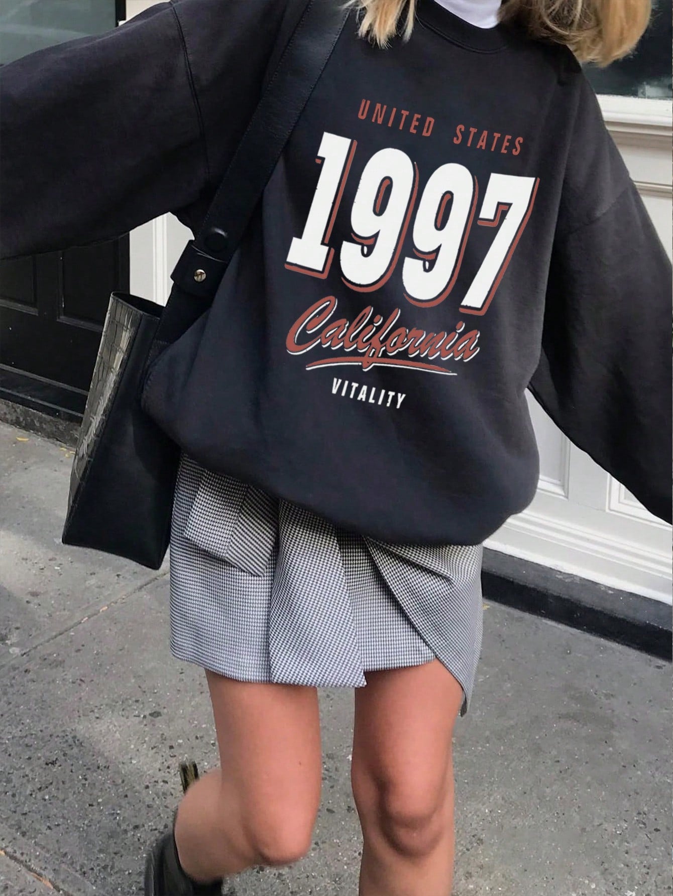 SXV Women's Casual Minimalist 1997 Graphic Crew Neck Sweatshirt