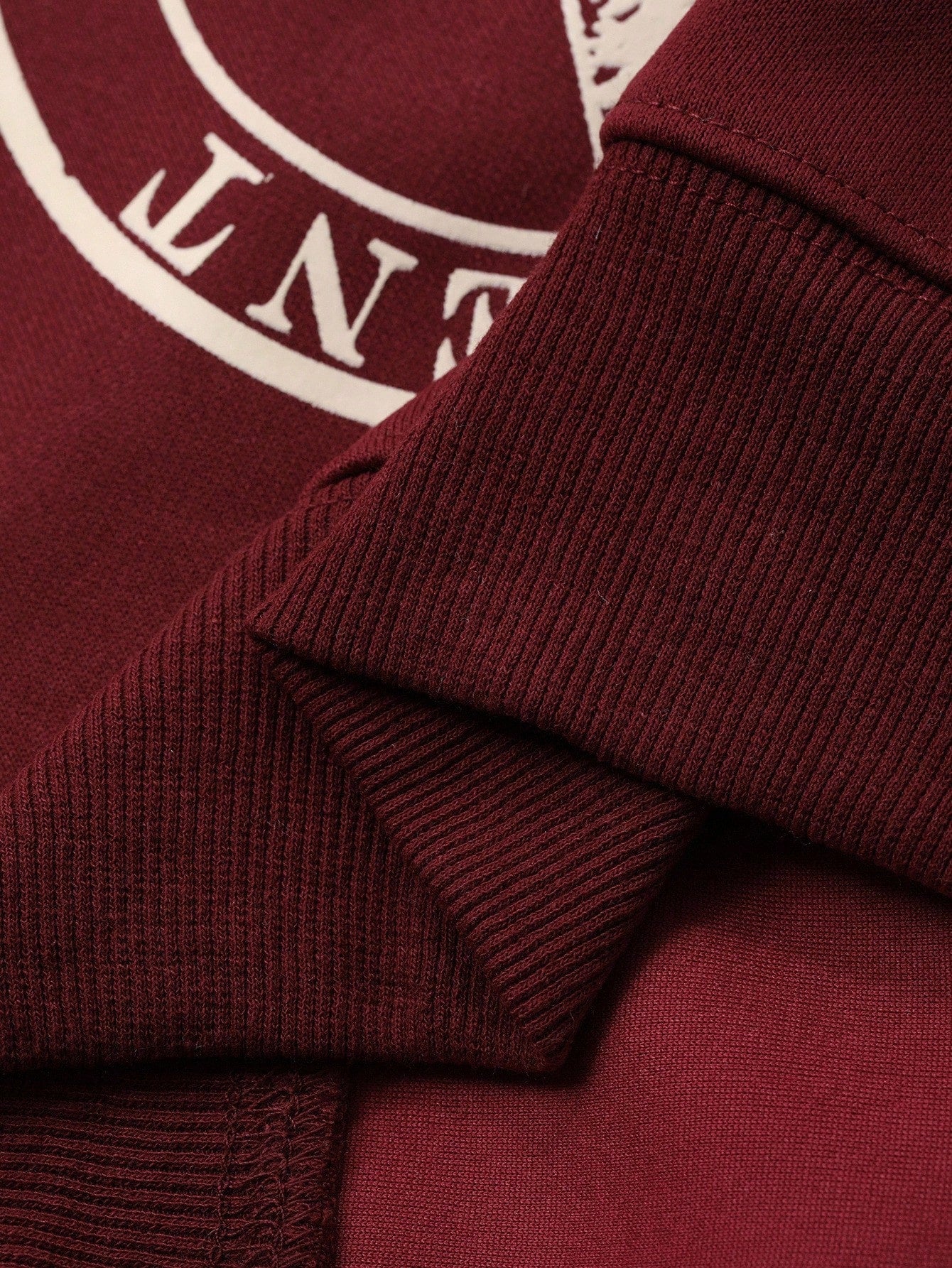 SXV Autumn Wine Red Berries Color Letter Print Design Short Loose Fit Men Pullover Sweatshirt