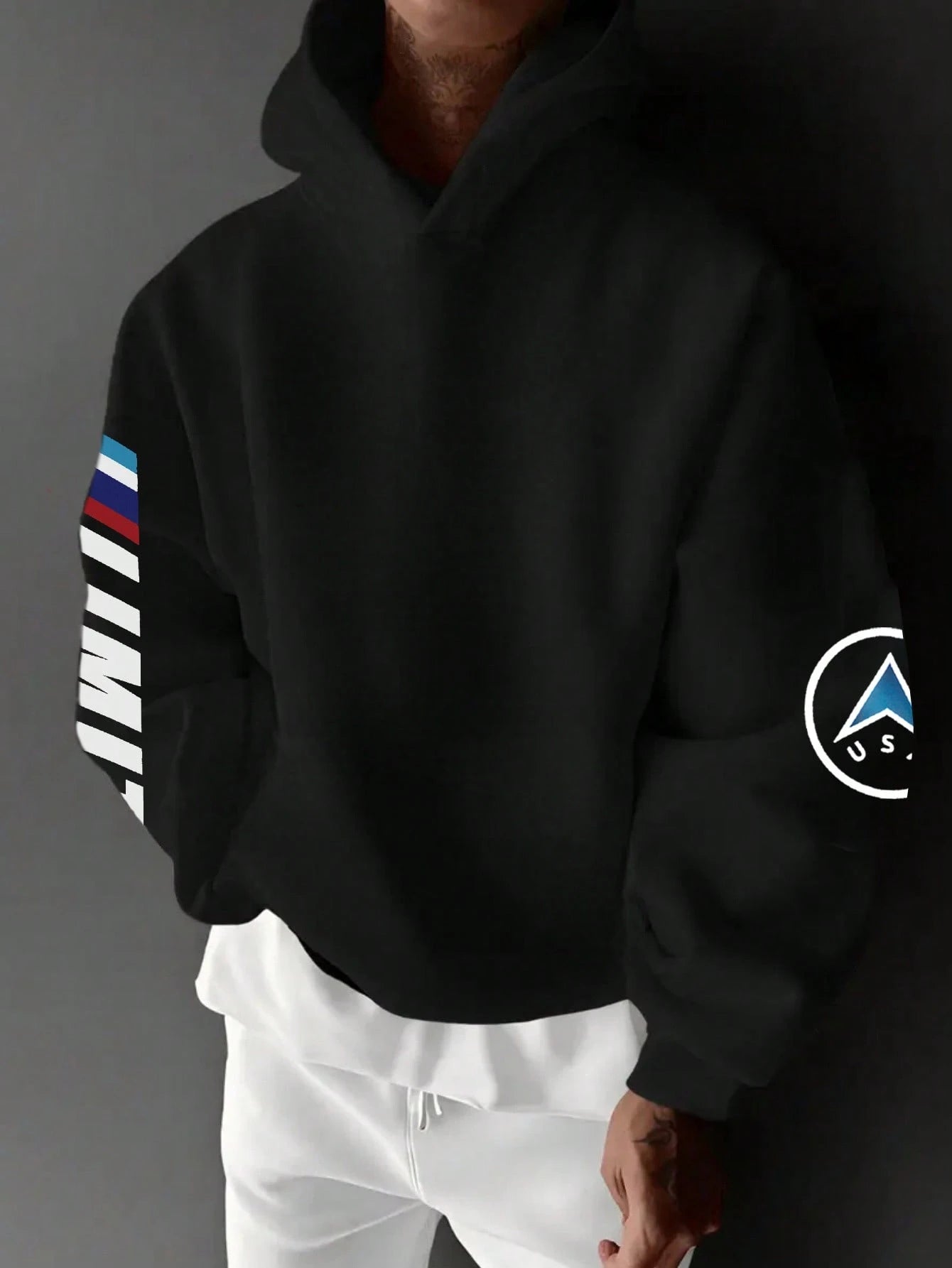 SXV LIMIT Casual Loose Fit Car Graphic Thermal Lined Hoodie Sweatshirt, Autumn