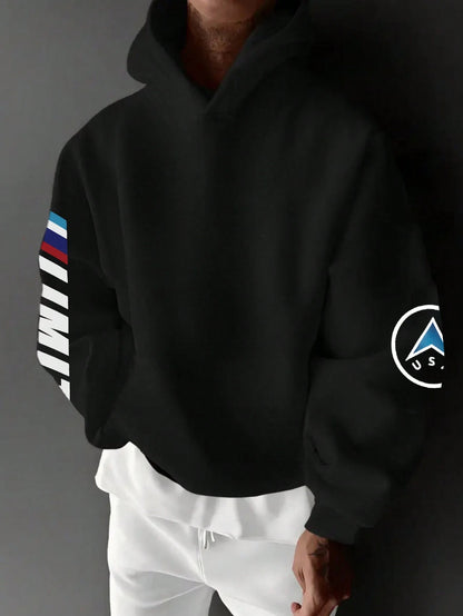 SXV LIMIT Casual Loose Fit Car Graphic Thermal Lined Hoodie Sweatshirt, Autumn