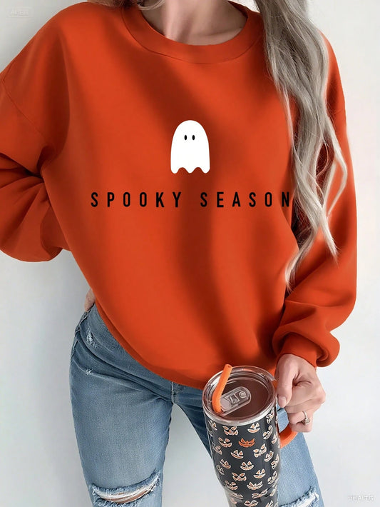 SXV Halloween Graphic Loose Pullover Sweatshirt