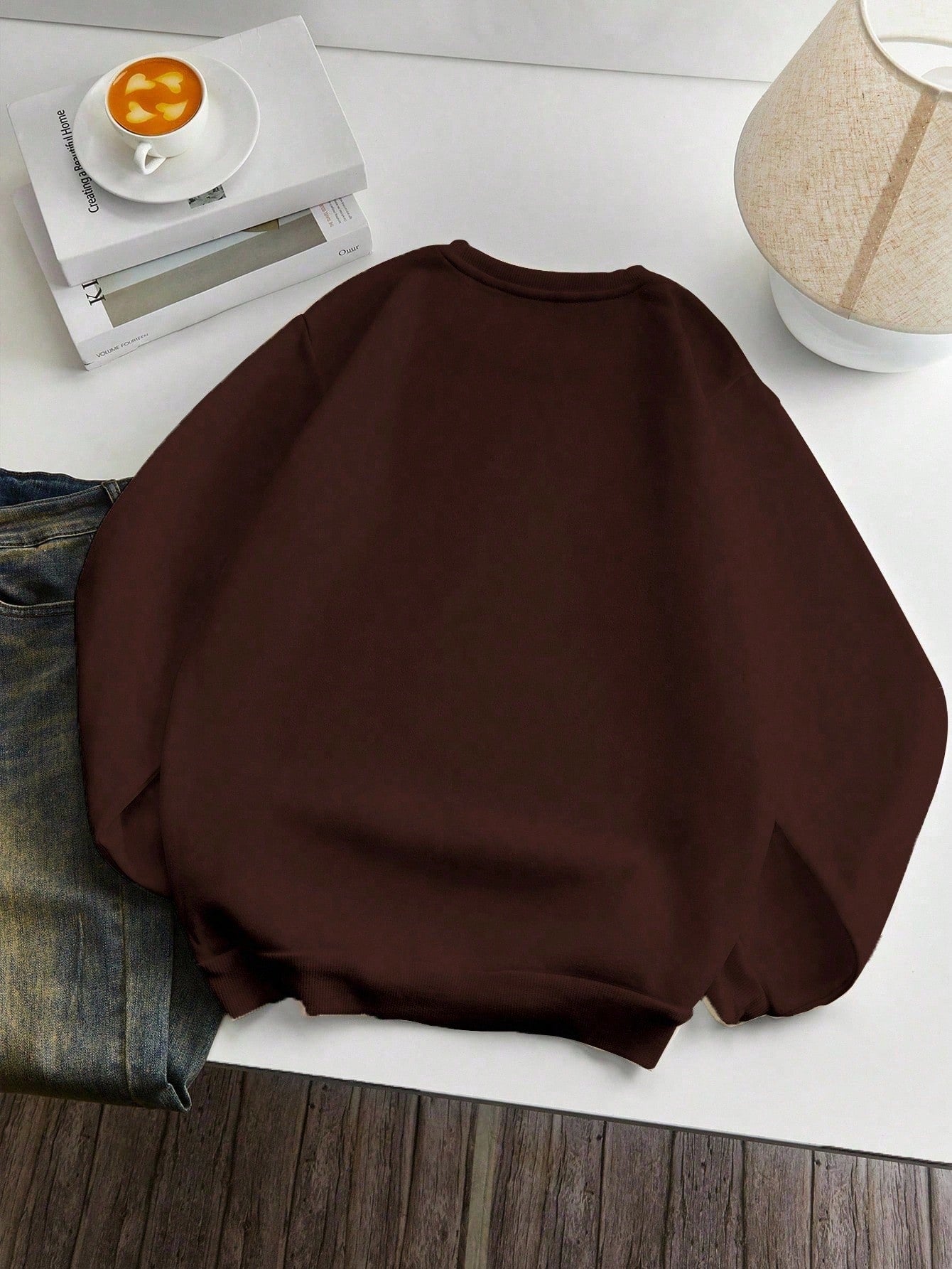 SXV Women's Casual Coffee Letter Embroidery Sweatshirt