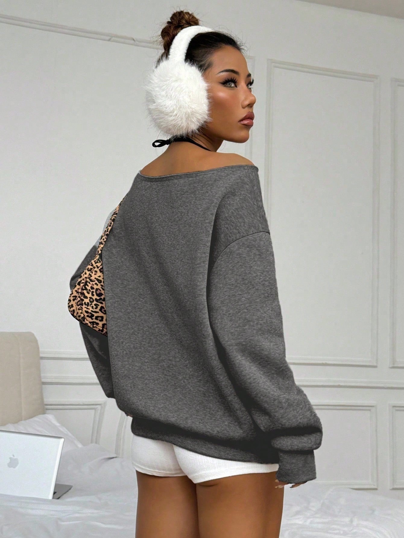 SXV casual solid off shoulder sweatshirt with pockets