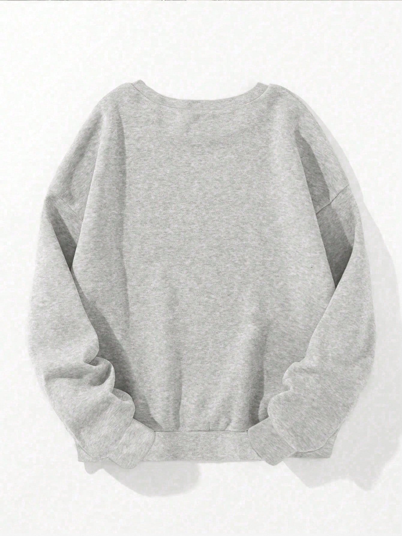 SXV Mentally ill but totally chill Women's Casual Loose Fit Slogan & Skull Print Crew Neck Long Sleeve Sweatshirt