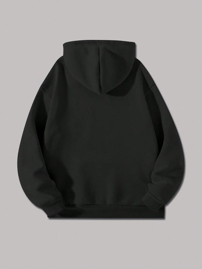 SXV BLESSED printed Winter Long Sleeve Black Hoodie Sweatshirt With Bless Cross Print Oversized Style