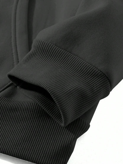 SXV BLESSED printed Winter Long Sleeve Black Hoodie Sweatshirt With Bless Cross Print Oversized Style