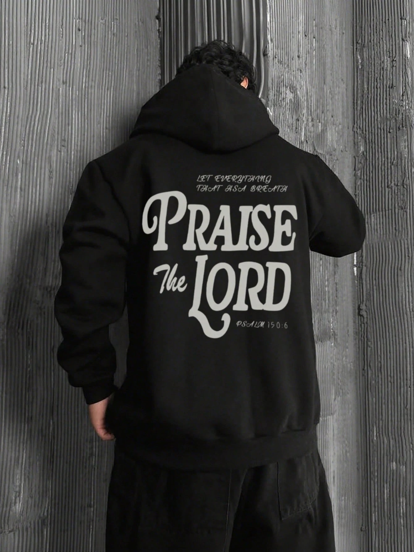 SXV Men's Casual Hoodie With Praise The Lord Slogan Print, Streetwear Style For Autumn