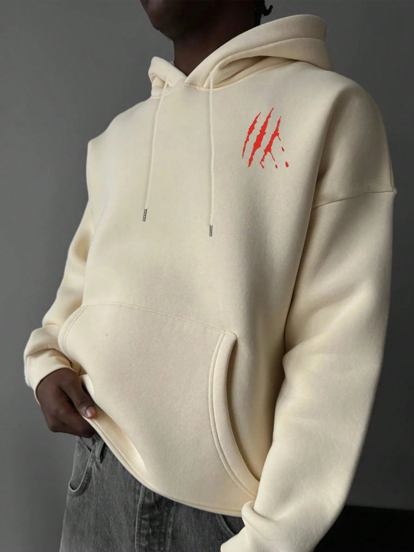 SXV NEVER GIVE UP Letter Slogan & Scratch Print Casual Loose Fit Hoodie Sweatshirt