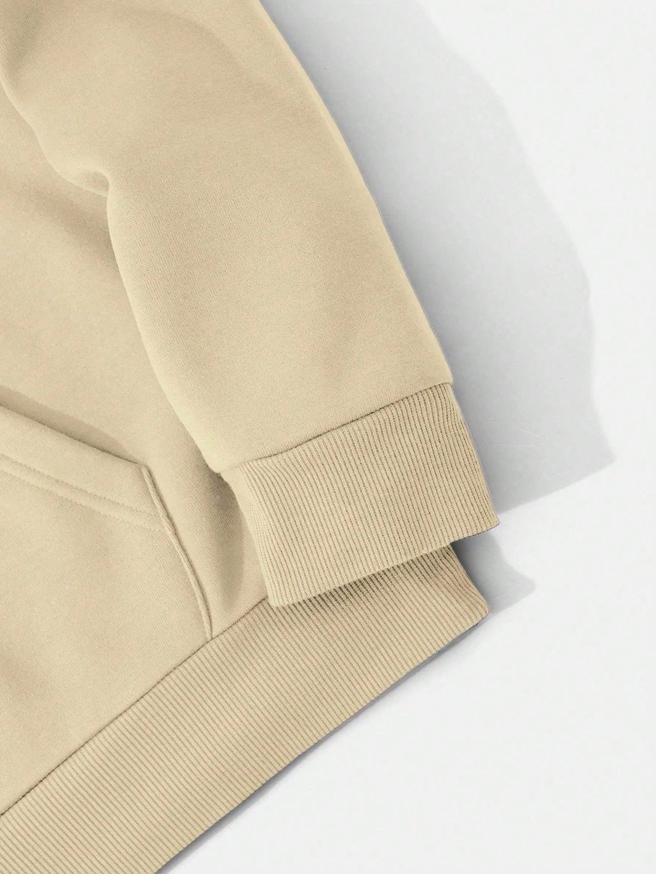 SXV NEVER GIVE UP Letter Slogan & Scratch Print Casual Loose Fit Hoodie Sweatshirt