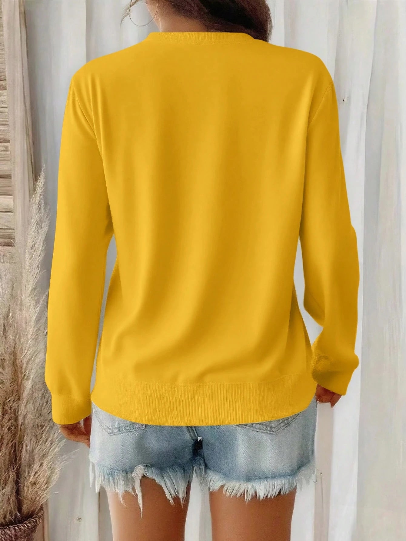 SXV Starfish Letter Print Crew Neck Sweatshirt For Women