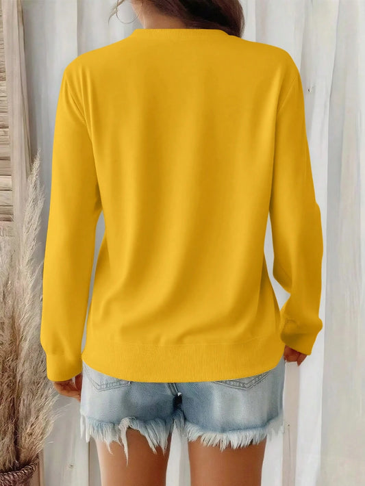 SXV Starfish Letter Print Crew Neck Sweatshirt For Women