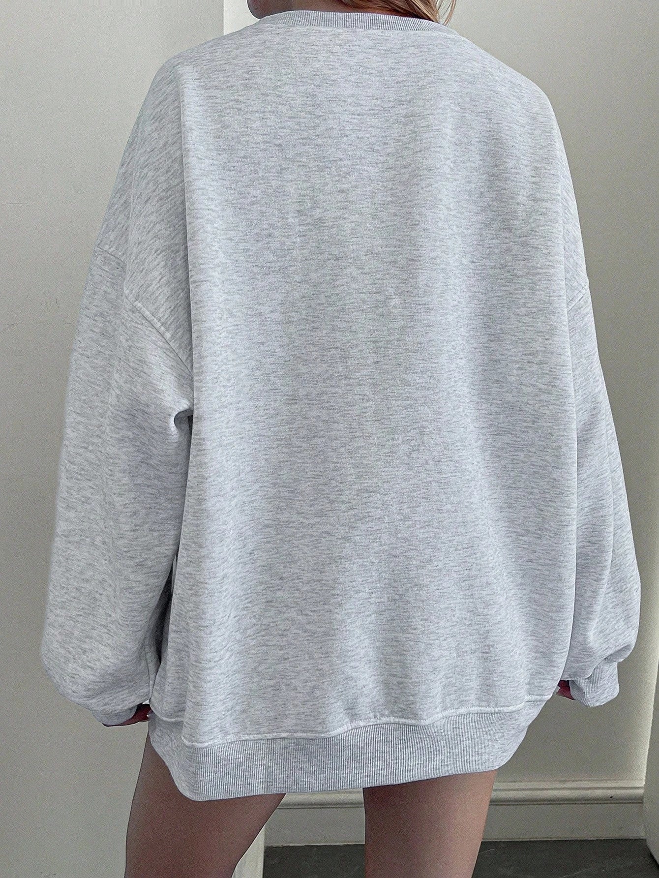 SXV EST09 Women's Loose Flag Print Drop Shoulder Long Sleeve Casual Fleece Sweatshirt