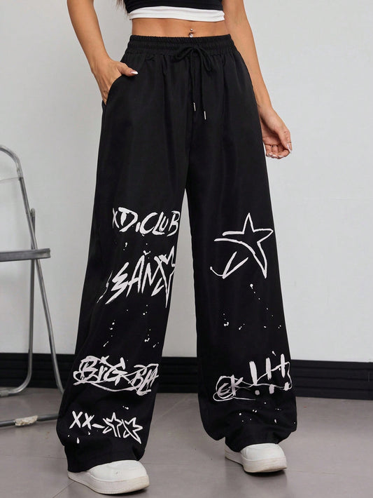 SXV XD CLUB Print Straight Leg Sweatpants