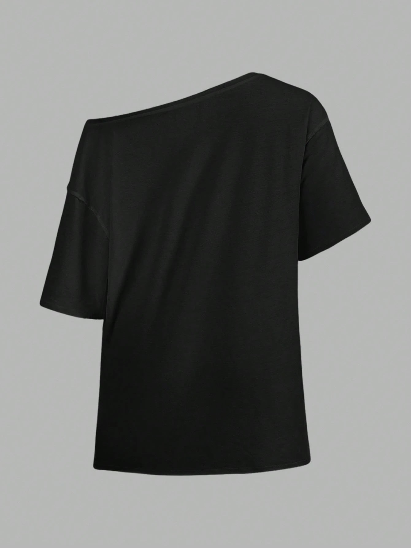 SXV Casual Minimalist Lip Print Off Shoulder Loose Short Sleeve T-Shirt For Women